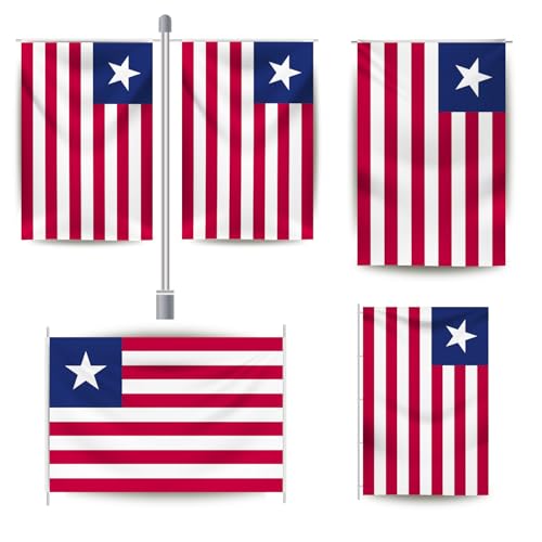 YongFoto Bandeira da Libéria 1,5 x 2,4 m Bandeira Liberiana Banner para celebrações ao ar livre Band