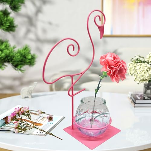Desktop Glass Planter Vase Holder, Modern Flamingo Plant Terrarium Metal Stand for Hydroponics Plants Home Garden Wedding Christmas Decoration Outdoor Planter Ideas