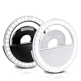 Selfie Ring Light for Camera, 2 Pack Rechargeable Selfie 36 LED Light for iPhone Sumsang Ipad Smartphone Photography Phones, Black & White