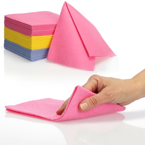 com-four® 30x Haushaltstücher - extrem saugfähige und strapazierbare Reinigungstücher aus Viskose - Allzweck-Wischtücher in 3 Farben - Wiederverwendbare Putztücher (30x38-30 Stück - 3 Farben)