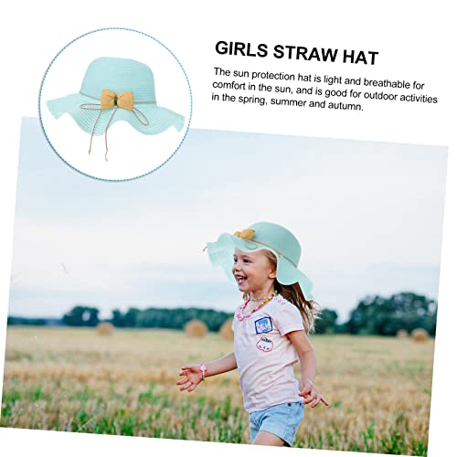 Boy Girl Uv Bowknot Sun Hat Lightweight Breathable Straw Hat for Girls for Outdoor Activities Spring Blue4