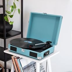LP&No.1 Vinyl Record Player Suitcase Vinyl Player,Blue - Les Beatles, Paul McCartney, John Lennon, RIngo Starr, George Harrison LP&No.1 Vinyl Record Player Suitcase Vinyl Player,Blue – Image 5