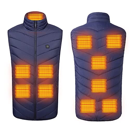 longkeshop Beheizbare Weste Herren Damen, Winter Beheizte Weste mit 11 Heizbereiche Winterjacke USB Elektrische Heizweste Waschbar Beheizbare Winter Weste Damen für Outdoor Skifahren (XL Blau) Cover