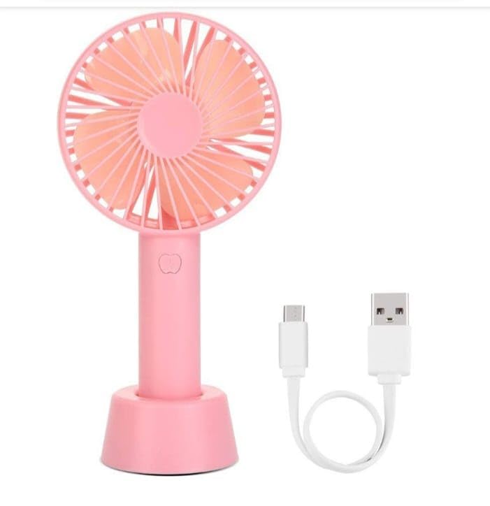 Portable Handheld Mini Fan with USB Charging Cable, Pink | Desktop Stand Included, USB Powered, Compact Design, Travel Friendly, Table Fan-image-16