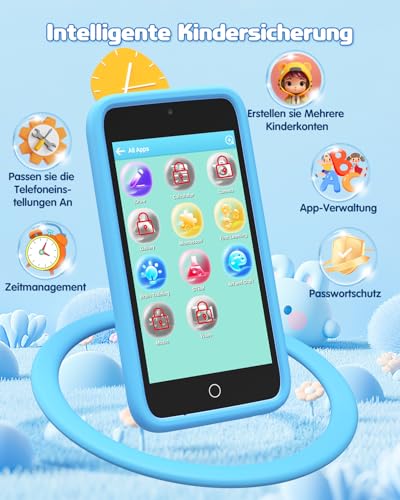 orantronx Kinder Handy Smartphone Spielzeug, 3.97\ Kinderkamera Handy für Mädchen Jungen Geschenke ab 3 4 5 6 7 8-12 Jahre, Kinderhandy mit 200+ Lernspiele, Dualkamera, Kindersicherungs, MP3 Player