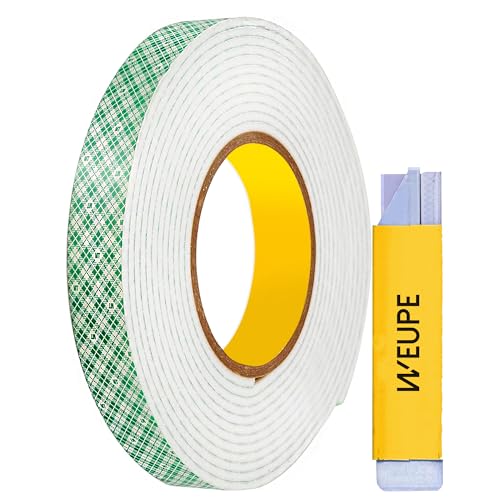 Image of Double Sided Foam Tape, 4016, 0.75 inch x 5 Yards, White, Heavy Duty, Double Coated Polyurethane Foam Tape, Perfect for Indoor Mounting, Bonding, Attaching, Crafting, Card Making Projects