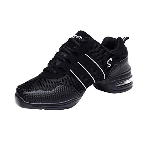 Xiedeai Zapatillas de Deporte para Mujer Jazz - Suela Suave Dividida Zapatos de Jazz Zapatos de Baile Malla Superior Ata para Arriba Comodidad Deporte Aptitud 44 EU