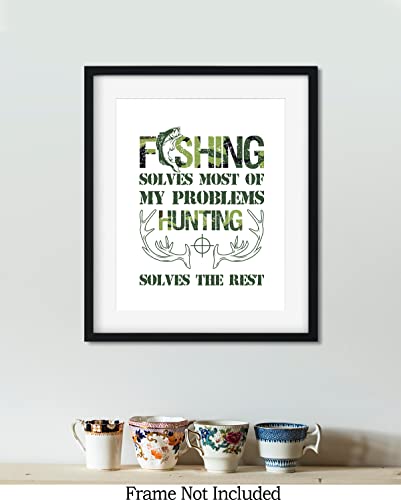 Fishing And Hunting Decor - Hunting Wall Art Decor - Gifts For Hunters And Fisherman - Rustic Hunting Cabin Decor - Farmhouse Hunting Wall Decor - 8X10 Unframed Print #TOP7