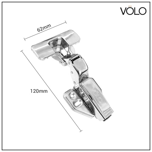 Image of VOLO Cabinet Hinges, Set of 1 (2 Pieces) for Furniture, Wardrobes, Doors, and Storage Units | (2D Soft Close (Stainless Steel), 15 Crank | Inset)