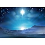 Laeacco 12x8ft Nativity Scene Backdrop Holy Christmas Stars Night Desert Birth of Jesus Photography Background Christian Church Religious Event Party Decor Children Adults Portrait Photo Booth Props