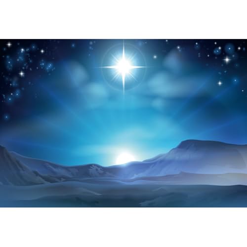 Laeacco 12x8ft Nativity Scene Backdrop Holy Christmas Stars Night Desert Birth of Jesus Photography Background Christian Church Religious Event Party Decor Children Adults Portrait Photo Booth Props