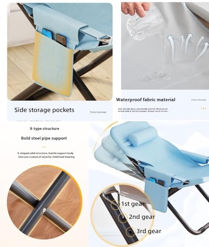 Chaise de lune pliante bleu ciel, fauteuil compact gain de place - 3