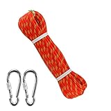 HWhome Naranja 12mm Cuerda De Escalada Al Aire Libre，Aventura En La Montaña Cuerda De Rappel，Alpinismo Aventura Cuerda Rescate De Campamento Equipo（Enviar Hebilla De Seguridad）(Size:30M)