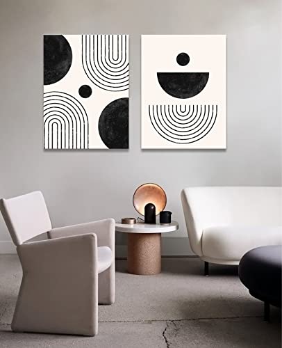 Black And White Abstract Canvas Wall Art, Geometric Line Art Paintings, Framed Prints Minimalist Wall Decor Pictures Posters Ready To Hang[12X16 In, 3 Pcs/Set] #TOP2