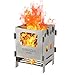 Forno a legna in acciaio inox e titanio da campeggio, con custodia, per campeggio, escursionismo, picnic, barbecue, ecc., 8,2 x 8,1 x 11,6 cm (titanio)