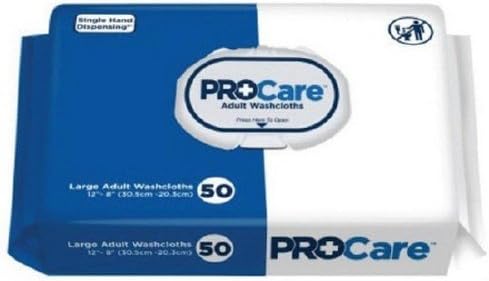 ProCare Washcloth Wipe, 8"x12", Soft Pack, 50 Pack, Vitamin E/Aloe, CRW-050 - Case of 600