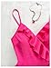 Floerns Women's Floral V Neck Ruffle Trim Cami Dress Tie Wrap Vacation A Line Dresses Hot Pink X-Small