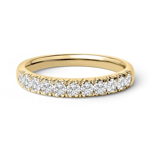 14K Yellow Gold 1/2 Cttw Round Diamond 11 Stone Classic Band - Ring Size 6.5