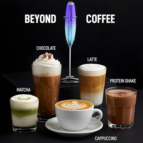 Image of Zulay Kitchen Executive Series Luxury Gift Milk Frother - Handheld Electric Foam Maker for Coffee, Lattes & Hot Chocolate - Deluxe Finish, Ideal Gift for Coffee Lovers