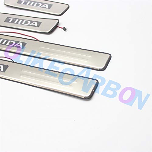 Olike For Nissan Tiida 2004-2011 Car Led Door Sill Scuff Plate Entry Guard Door Sill Protector Trim #TOP4
