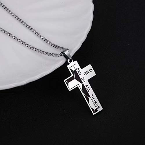 Soccer Cross Necklace for Men Bible Verse I CAN DO All Things Stainless Steel Sport Pendant for Men3