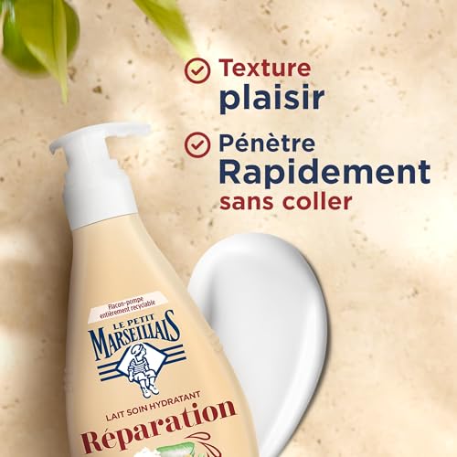 Le Petit Marseillais - Lait Soin Hydratant Réparation (Flacon-Pompe de 250 Ml) – Lait Corps pour Peaux Abîmées et Desséchées Hydratation 24H – Lait Corporel au Beurre de Karité,Aloes et Cire d'Abeille – Image 6