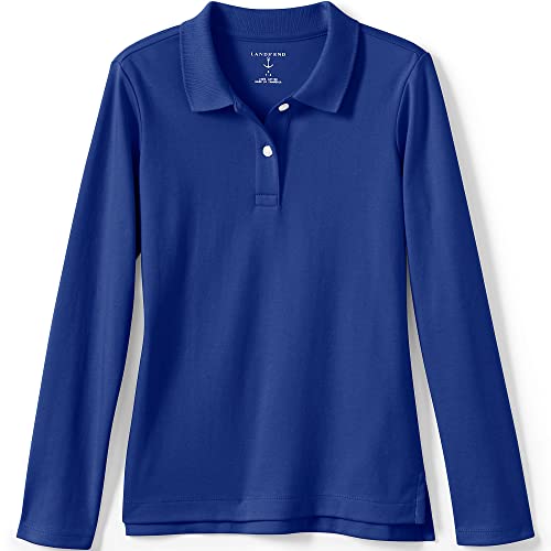 Image of Lands' End School Uniform Girls Long Sleeve Feminine Fit Interlock Polo Shirt