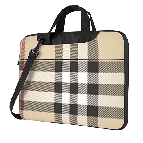 Apbdffjnf Sac à bandoulière pour ordinateur portable motif lignes à carreaux gris pour homme et femme, sacoche d'ordinateur pour ordinateur portable 13 14 15,6 pouces, Noir , 13 inch