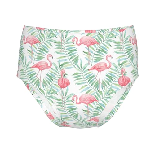 Flamingo And Tropical Leaves Girls' Underwear Soft Cotton Little Girls Panties Comfort Briefs