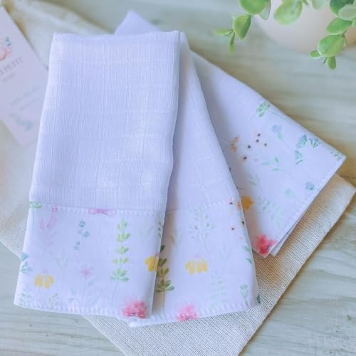 Kit 3 Paninhos de Boca Bebê em Tricoline 100% Algodão com Saquinho Presenteável Primavera