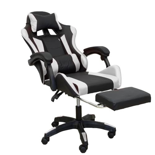 Poltrona Gaming in Ecopelle, con Seduta Imbottita e Schienale Reclinabile