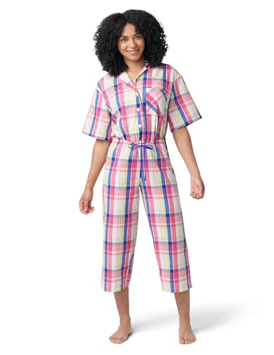Image of HUE Women's Summer Vacation Pajama Separates, Soft, Whimsical Print Pjs with Tropical Beach Themes, Flip Flops, Cocktails