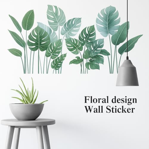 Xtore Green Banana Leaves Wall Paper | Wall Stickers for Home Decor (Pack of 2, Green)
