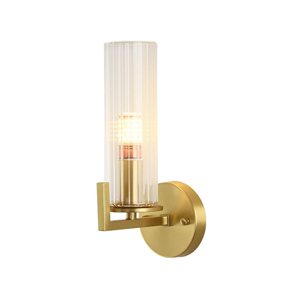 YNIYUJKL Wall Lamp, V-Intage Glass Wall Light Copper Wall Sconce Lamps, Medieval Brass Wall Lighting Fixtures For Bedroom Bedside Living Room Corridor Balcony Hotel, E27 Ret,Clear