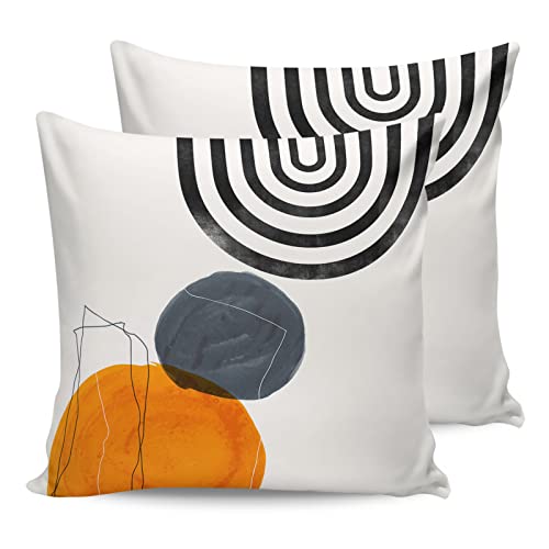 Mid Century Terracotta Sun Boho Curve Lines Outdoor Pillow Covers Set Of 2,Decorative Waterproof Throw Pillow Case, Watercolor Art Cotton Linen Soft Cozy Cushion Pillowcases #TOP6