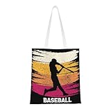 GOAYETN Vintage Baseball Player Canvas Tote Bag - Reusable Shoulder Tote Bag For Women Lady Casual Vacation, Shopping, Work, Gym