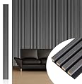 NeatiEase Wood Wall Panels, 9 Feet Acoustic Slat Wall Panels for Interior Wall Decor and Noise Reduction, Decorative Slat Wall Paneling, Dark Gray Oak, 6-Piece