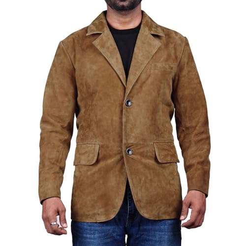 Image of Suede Leather Blazer for Men Suede Sport Coat for Men Blazer Suede Leather Jacket Blazer Coat for Men