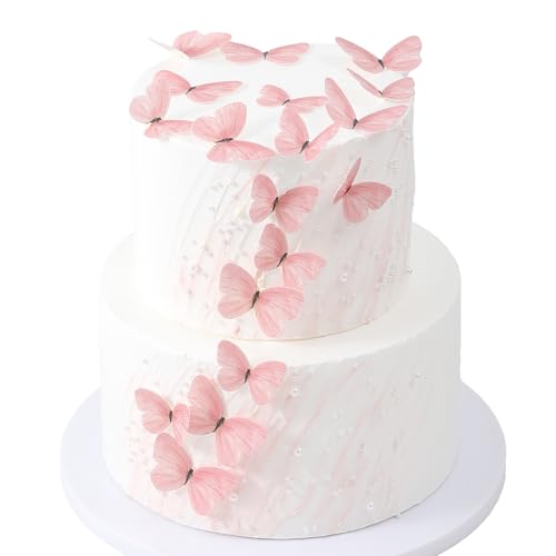 Pink Edible Butterflies Cake Toppers