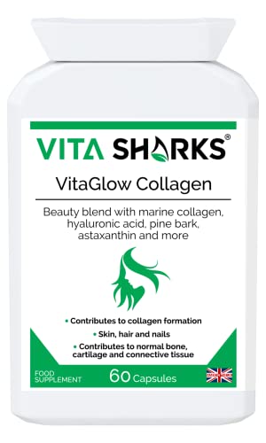 VitaGlow Collagen - Anti-Ageing Tablets with Biotin for Beautiful & Youthful, Glowing Skin, Hair, Nails, Strong Bones & Connective Tissues with Vitamin C & B3 (Contains Marine Collagen)