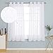 Produktbild Deconovo Gardinen Stores Wohnzimmer Leinenoptik Voile Vorhang Ösenvorhang Transparent Dekoschal mit Bestickung 183x140 cm Weiß 2er Set