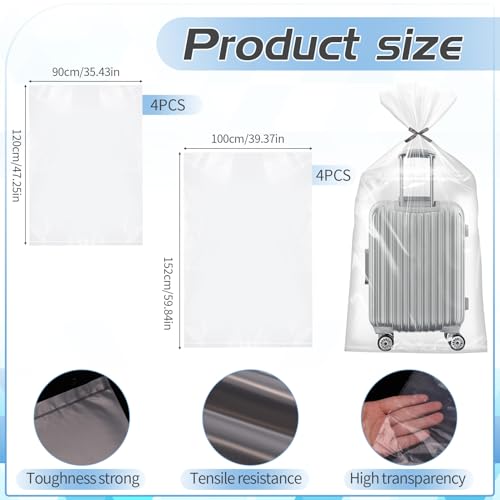 Bolsas de plástico resistentes de 100x152 cm para protección duradera de equipaje 3