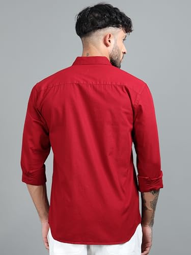 Image of Men Slim Fit Solid Spread Collar Casual Shirt
