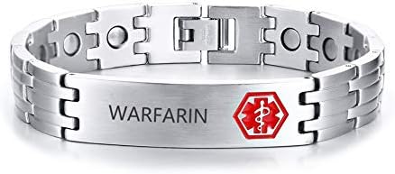 Free Engraving-Stainless Steel Magnetic Therapy Medical Alert ID Bracelets for Men