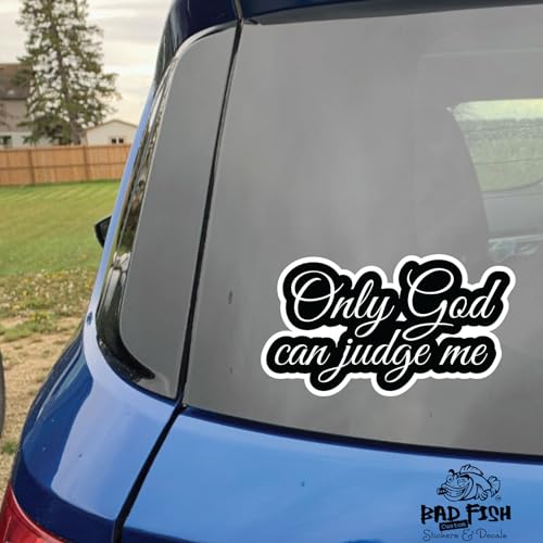 Only God Can Judge Me 2 Pack Car Decal – Funny Cute Sticker - Premium Gloss Permanent Vinyl Waterproof (Black, 1)