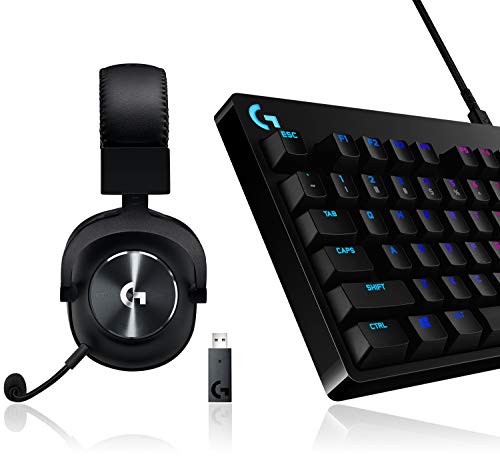 Logitech G PRO X LIGHTSPEED Gaming-Headset (2. Generation) mit Blue VO!CE + Logitech G PRO TKL mechanische Gaming-Tastatur, GX-Blue Clicky Switches, LIGHTSYNC RGB