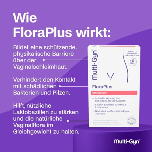 Multi-Gyn FloraPlus Intimcreme - Behandelt Symptome von Scheidenpilz - Sofortige Linderung von Juckreiz, Reizungen & Reduzierung von Ausfluss - vaginale Infektionen - mit Prebiotika - 5 x 5ml