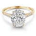 Gem Stone King 3.10 Cttw Lab Grown Diamond Engagement Ring For Women | 10K Yellow Gold | Center Oval Diamond 3 Ct | IGI Certified | E-F Color | VS1-VS2 Clarity (Size 5)
