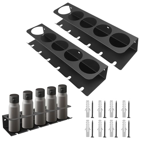 UPROZIL Dosenhalter 2Stück,Spraydosen,Sprühdosenhalter,Metall-Wandhalterung mit 5 Schlitzen,Platzsparendes Spraydosenregal & Werkzeug-Organizer für Werkstatt, Garage & Zuhause
