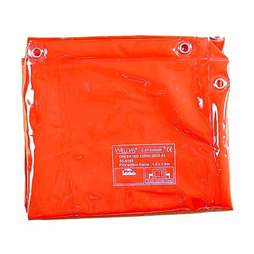 Weldas® LAVAshield® orange red moderate transparency welding screens, Welding Curtain, 55-6168, fits frame 1.8m x 2.4m, or Weldas COMBOframe™ 55-8668